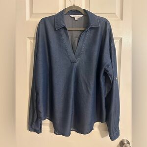 Madison Blue/Navy Jean Hi/Low Blouse